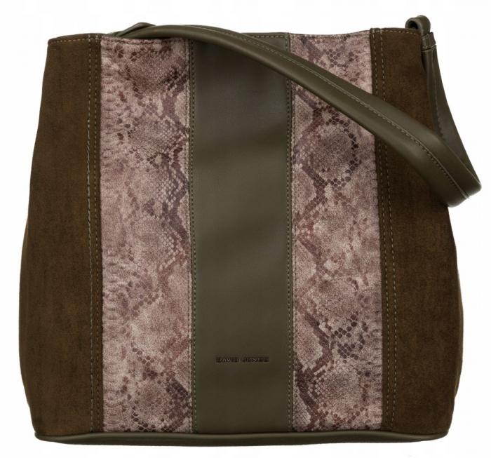 Geanta de dama din piele ecologica cu model de sarpe - David Jones PTR-6885-4 KHAKI [2]