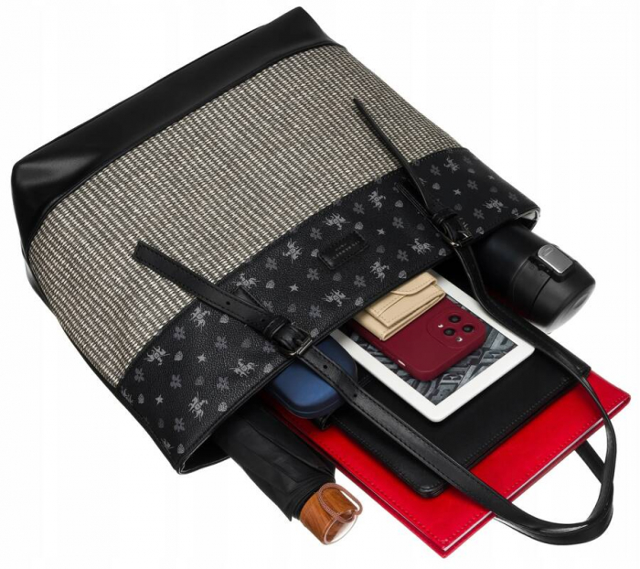 Geantă shopper mare de damă cu mânere reglabile - David Jones PTR-6875-4 BL [6]