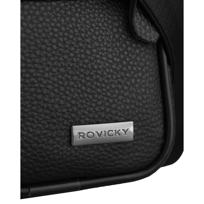 Geantă de umăr bărbătească neagră din piele naturală, cu un singur compartiment - Rovicky R-ST7-03-7595-BLACK [4]