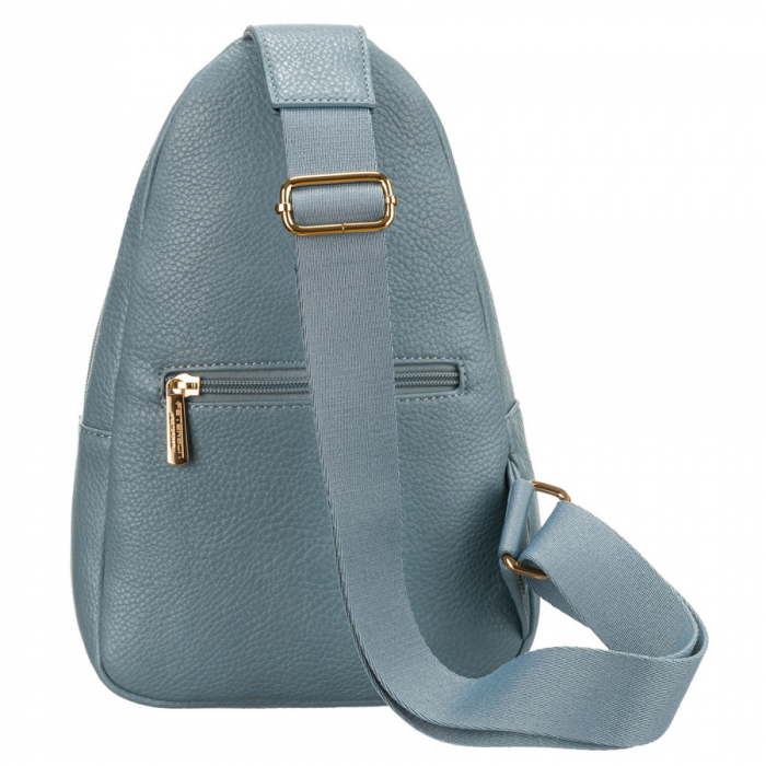 Geantă mică elegantă de damă, albastră, din piele ecologică, decorată cu accesorii aurii, geantă crossbody Peterson PTR-PTN SSY-1-F19 BLUE [4]