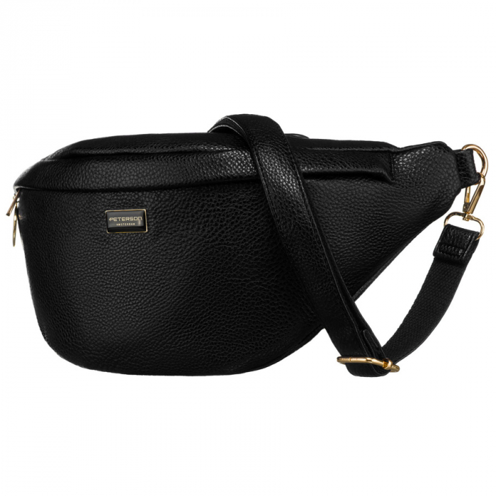 Geantă clasică neagră pentru femei, tip borseta, geantă de umăr sau geantă crossbody, piele ecologică, Peterson PTR-PTN SSY-2-F19 BLACK [3]