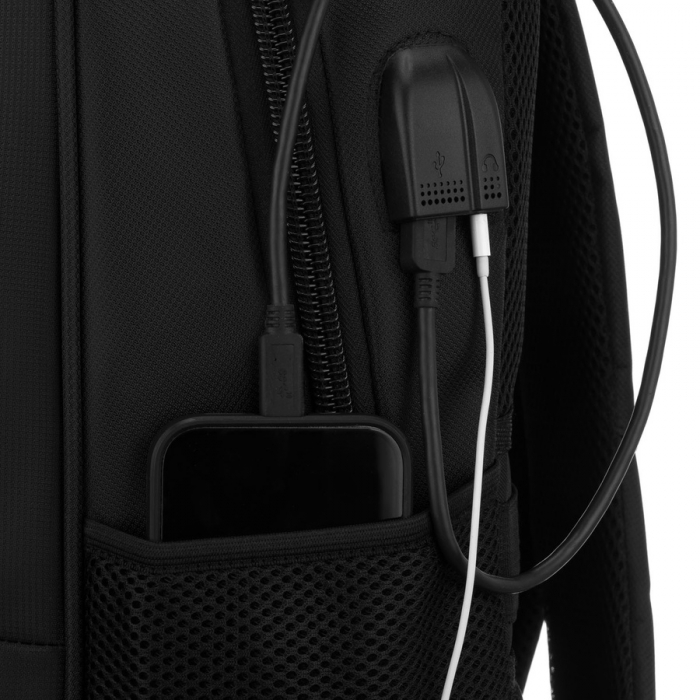Rucsac școlar negru din poliester cu port USB - Peterson PTR-PTN BHX-03-7086 Bl [19]