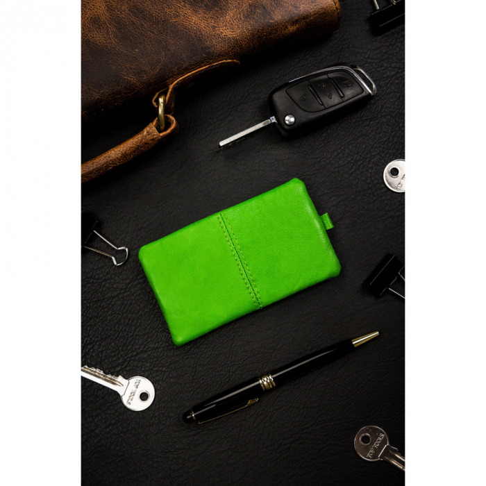 Husa din piele naturala verde cu fermoar in fata PTR-KC-02-PDM L.GREEN [3]