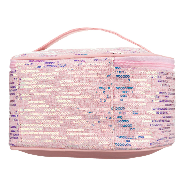 Geantă cosmetică de călătorie din material sintetic roz, decorată cu paiete - Peterson PTR-PTN KOS-DA-18-3538 P [3]