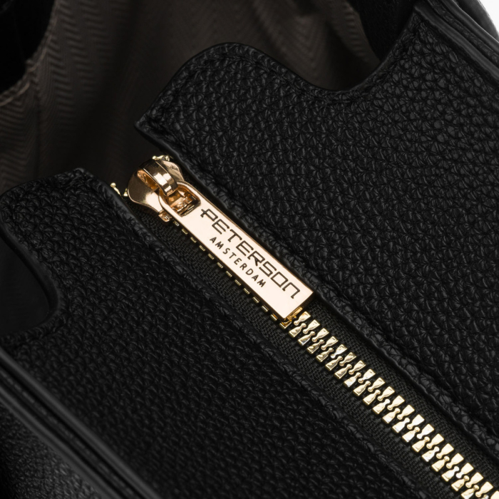 Geantă de damă neagră tip shopper din piele ecologică cu husă practică inclusă - Peterson PTR-PTN TOR-ALE-26 BLACK [7]