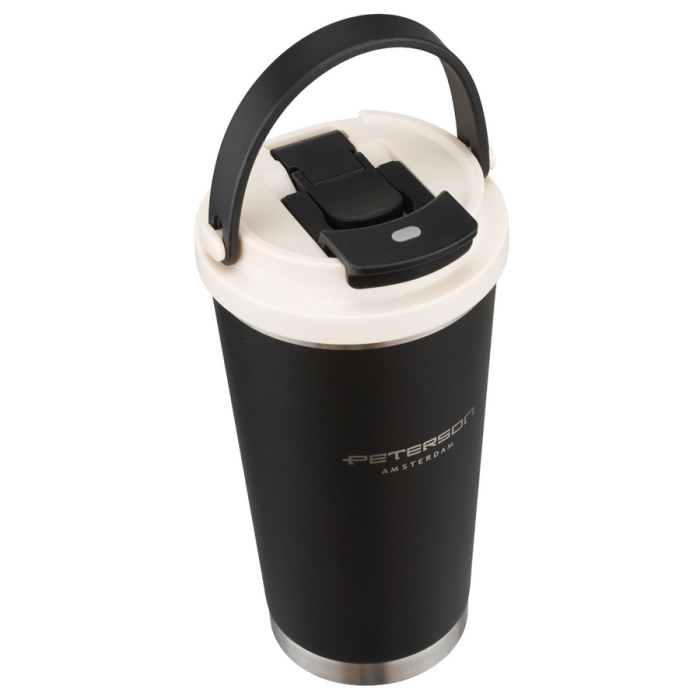 Cană termică neagră, practică, din oțel inoxidabil, cu mâner practic, capacitate 560 ml - Peterson [5]