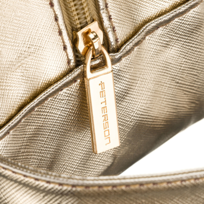 Geantă cosmetică aurie din material sintetic, cu mâner confortabil și panou transparent - Peterson PTR-PTN KOS-DA-21 L.GOLD [6]