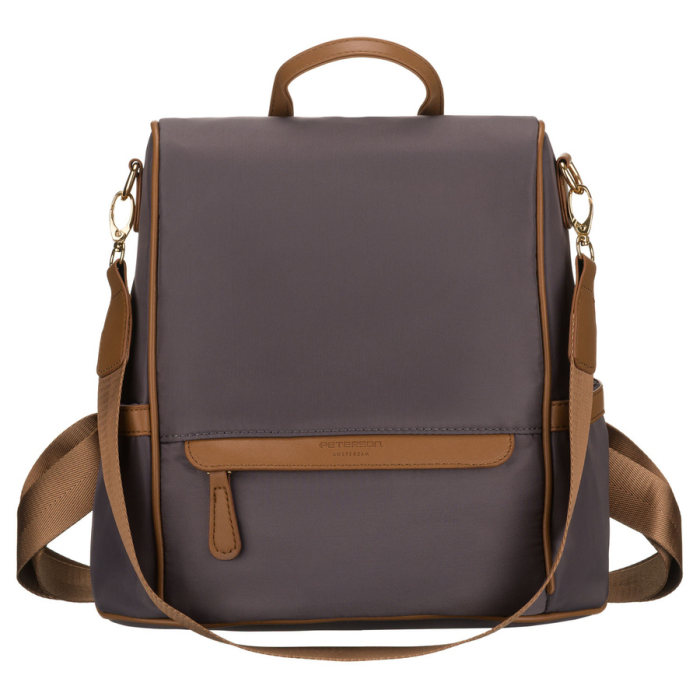 Rucsac gri de damă din nailon și piele ecologică cu curea detașabilă, compartiment unic - Peterson PTR-PTN JN-12-0238 GRAY [4]
