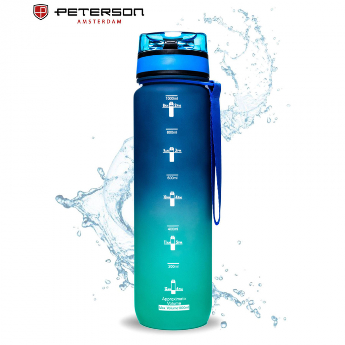 Sticlă de apă tritan albastru-verde cu o capacitate de 1000 ml - Peterson PTR-PTN HY-003-1L-9539 N [9]