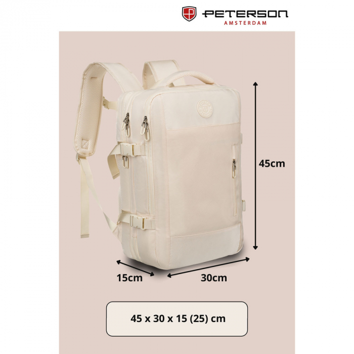 Rucsac de călătorie practic ecru cu compartiment din plasă și curele de compresie - Peterson PTR-PTN 24421-6170 ECRU [2]