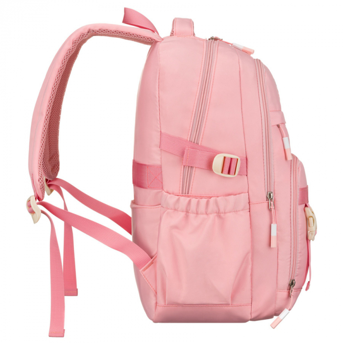 Rucsac școlar elegant din poliester roz cu bretele reglabile - Peterson PTR-PTN 8594-1396 PINK [4]