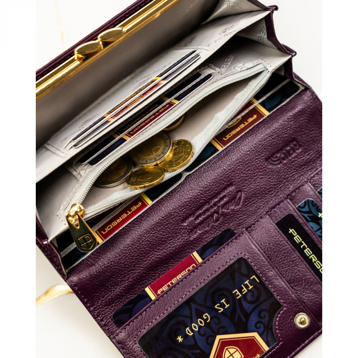 Portofel din piele pentru femei Peterson PTR-PTN PS122-HNL PURPLE [8]