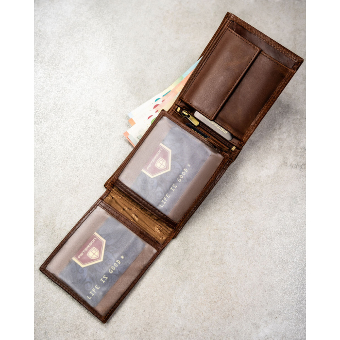 Portofel mare bărbătesc din piele, maro, cu sistem RFID - Peterson PTR-PTN N992-LWC-0734 CO [7]