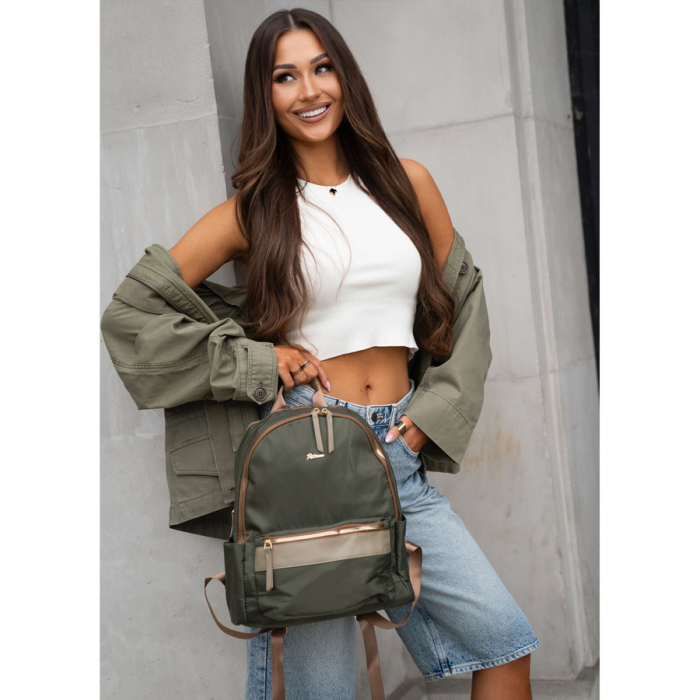 Rucsac verde, urban, pentru femei, din poliester, cu fermoare - Peterson PTR-PTN JN-11-0177 GREEN [6]