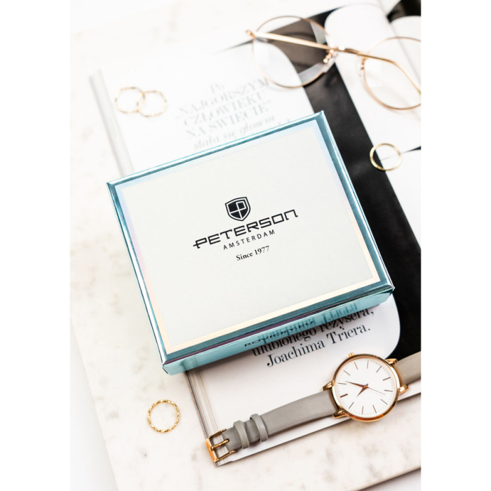 Portofel-penar pentru femei din piele naturală și ecologică, de culoare bleumarin, cu închidere cu fermoar - Peterson PTR-PTN PX25-F773 NAVY [10]