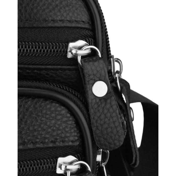 Geantă de umăr bărbătească neagră din piele naturală, cu un singur compartiment - Rovicky R-ST7-03-7595-BLACK [6]