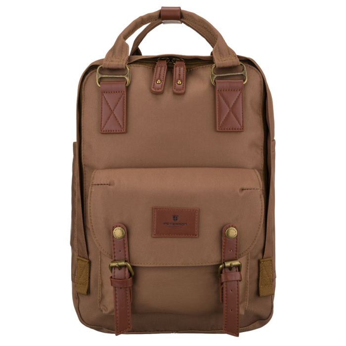 Rucsac de damă din poliester și piele ecologică maro, cu un singur compartiment - Peterson PTR-PTN GAMMA BROWN [2]