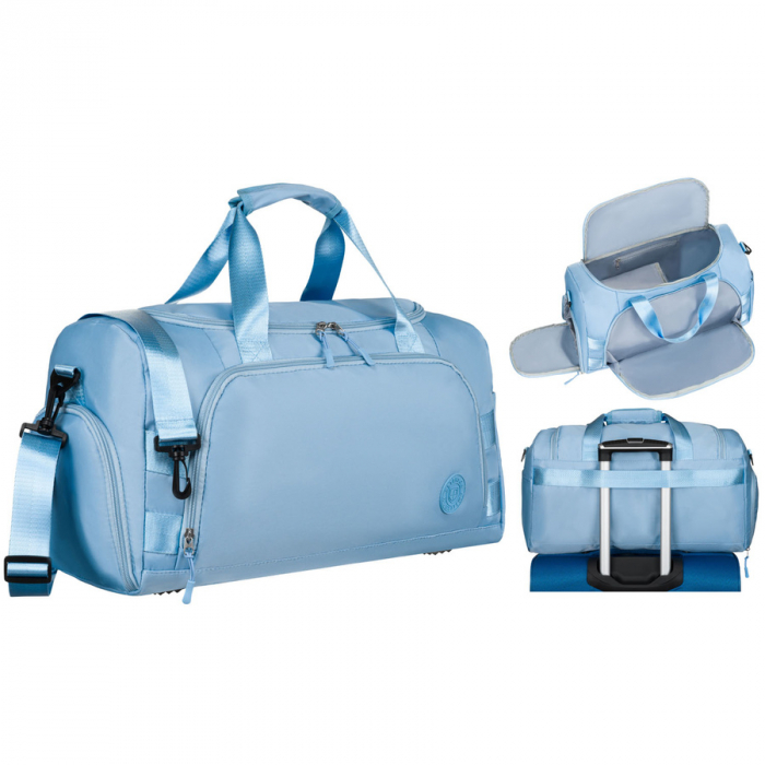 Geantă de călătorie , albastru deschis, cu mâner pentru valiză - Peterson PTR-PTN 24427-8311 BLUE [1]