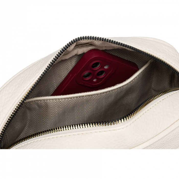 Geantă elegantă de damă bej cu accesorii aurii, două curea de umăr, piele ecologică Peterson PTR-PTN STY-2-F19 L.BEIG [7]