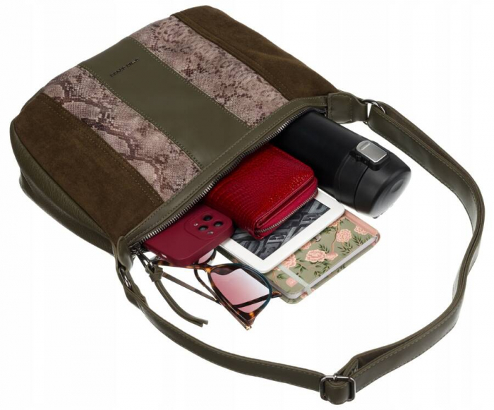 Geanta de dama din piele ecologica - David Jones PTR-6885-1 KHAKI [7]