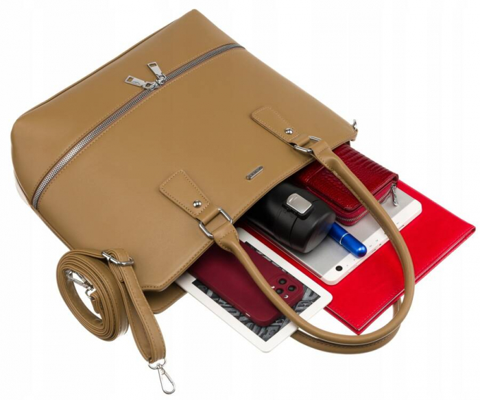 Geanta shopper de dama eleganta din piele ecologica cu curea detasabila - Rovicky PTR-R-072-04-0379 BE [7]