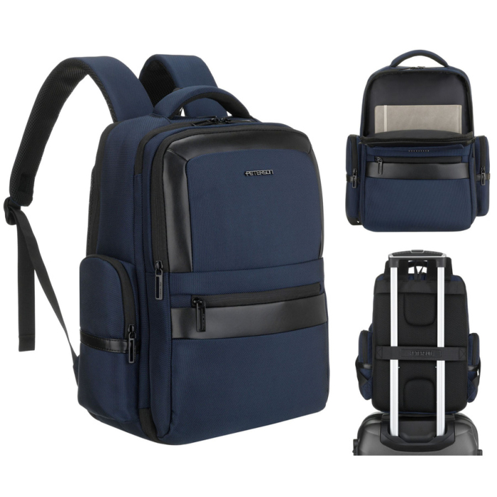 Rucsac de călătorie bleumarin cu buzunar pentru laptop de până la 14 inci - Peterson PTR-PTN HY243-7079 NAVY [1]