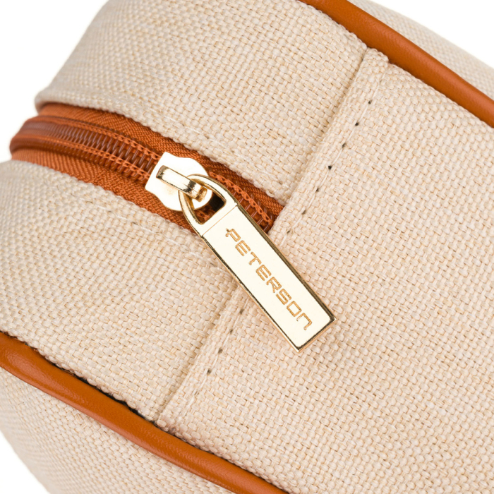 Geantă cosmetică din material sintetic bej și maro, cu panou transparent și închidere cu fermoar - Peterson PTR-PTN KOS-DA-17-3514 B [5]