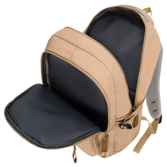 Rucsac școlar bej din poliester cu compartiment pentru laptop și închidere cu fermoar - Peterson PTR-PTN BHX-01-9273 Beig [9]