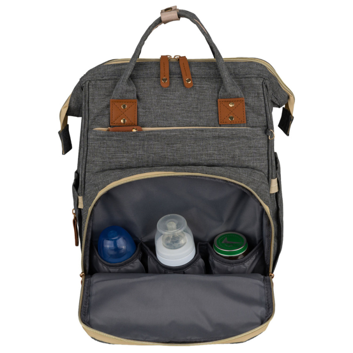 Rucsac spațios pentru mame, fabricat din poliester gri închis, echipat cu port USB - Peterson [5]