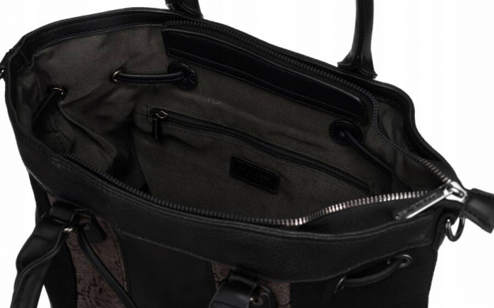 Geanta de dama din piele ecologica cu motiv piele de sarpe - David Jones PTR-6885-5 BL [5]
