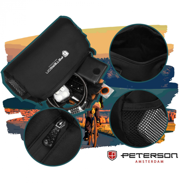 Geantă de bicicletă neagră, impermeabilă, pentru ghidon - Peterson PTR-PTN ML08-FAB-7684 BL [5]
