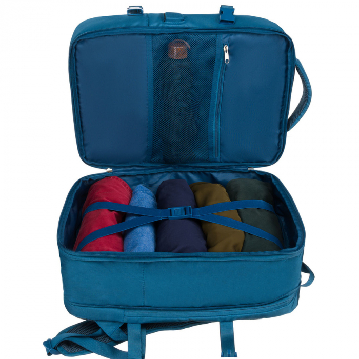 Rucsac de călătorie albastru, perfect pentru bagajul de mână și echipat cu curele de compresie - Peterson PTR-PTN 24421-5104 BLUE [18]