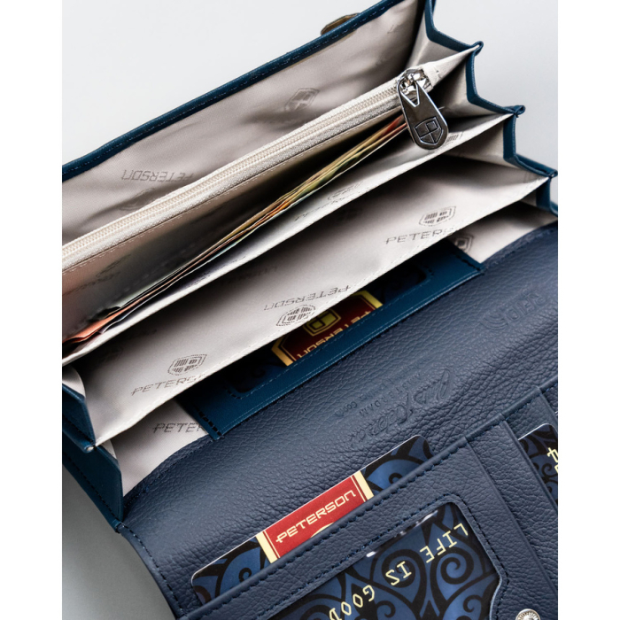 Portofel de damă bleumarin din piele naturală și ecologică - Peterson PTR-PTN PX27-F773 NAVY [9]