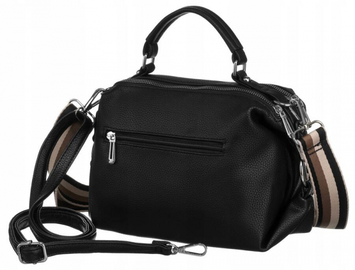 Geanta messenger dama din piele ecologica cu bretele detasabile - Flora&Co PTR-H3605 NOIR [4]