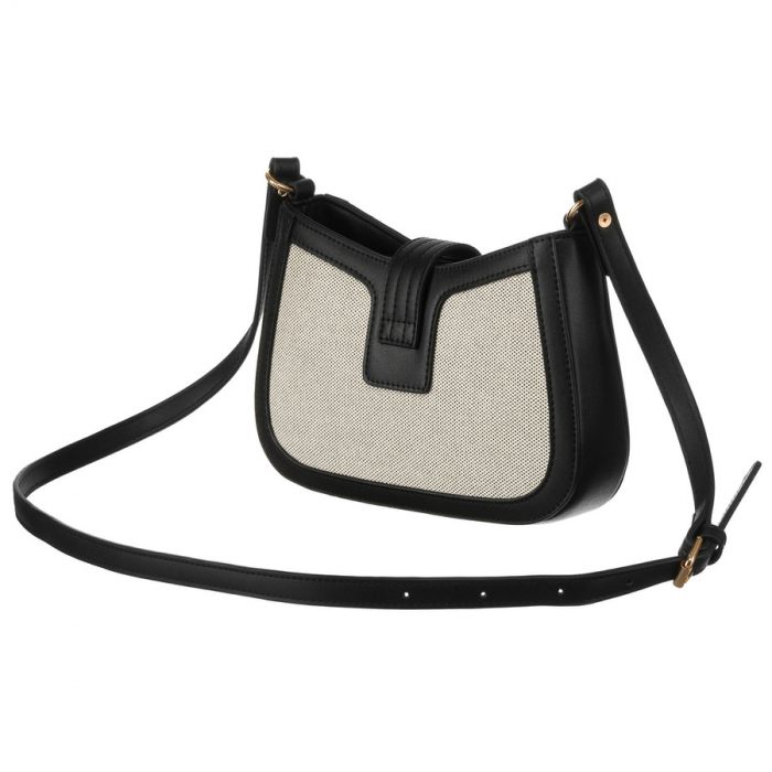 Geantă de damă bej din piele naturală și pânză Peterson PTR-PTN CAN-02 NAT-BLACK [2]