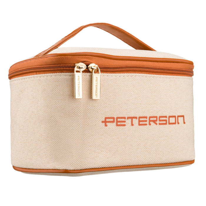 Geantă cosmetică din material sintetic bej și maro, cu mâner și închidere cu fermoar - Peterson PTR-PTN KOS-DA-16-3491 B [1]