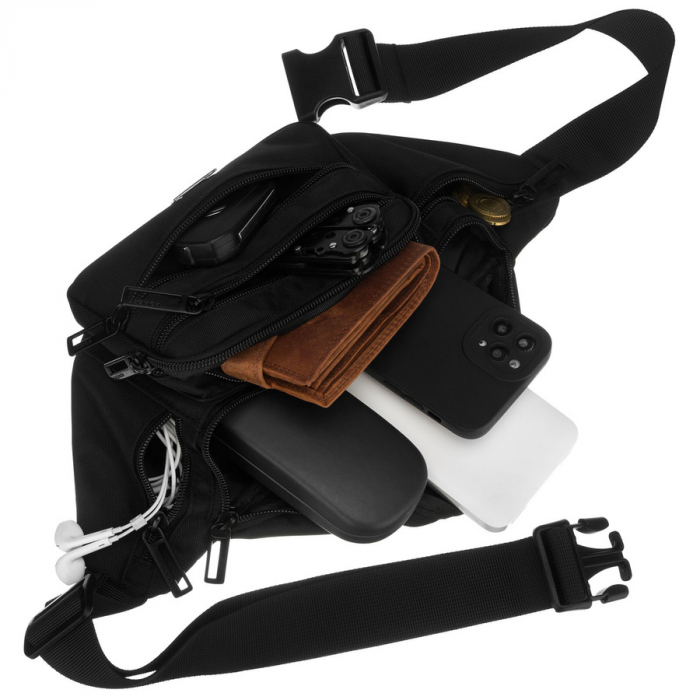 Borsetă sport bărbătească neagră, cu șase buzunare suplimentare - Rovicky PTR-R-73213-1670 BLACK [8]