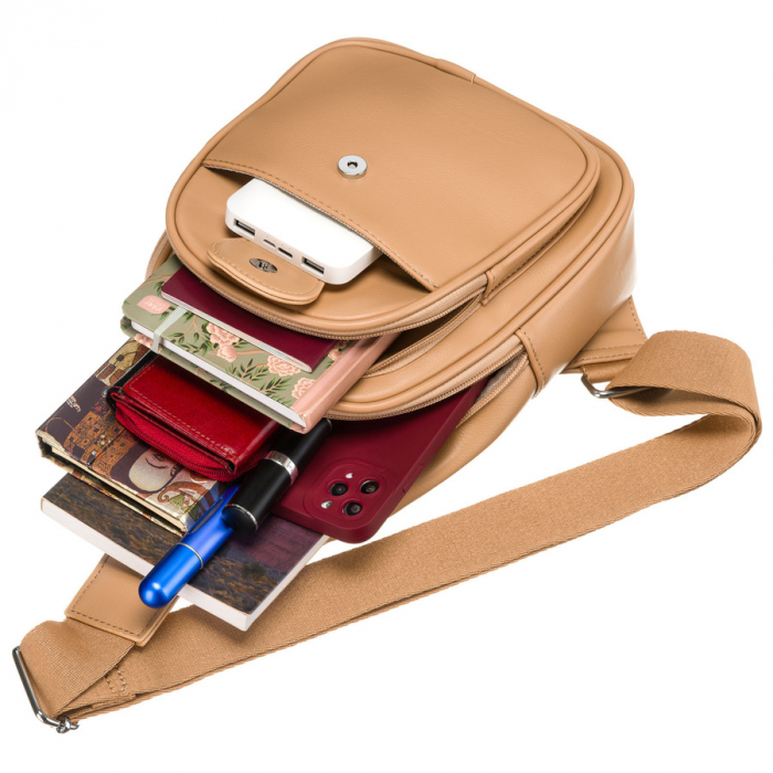 Geantă de umăr sport bej pentru femei, geantă crossbody, din piele ecologică, Peterson PTR-PTN SSY-1-PIL BAIGE [9]