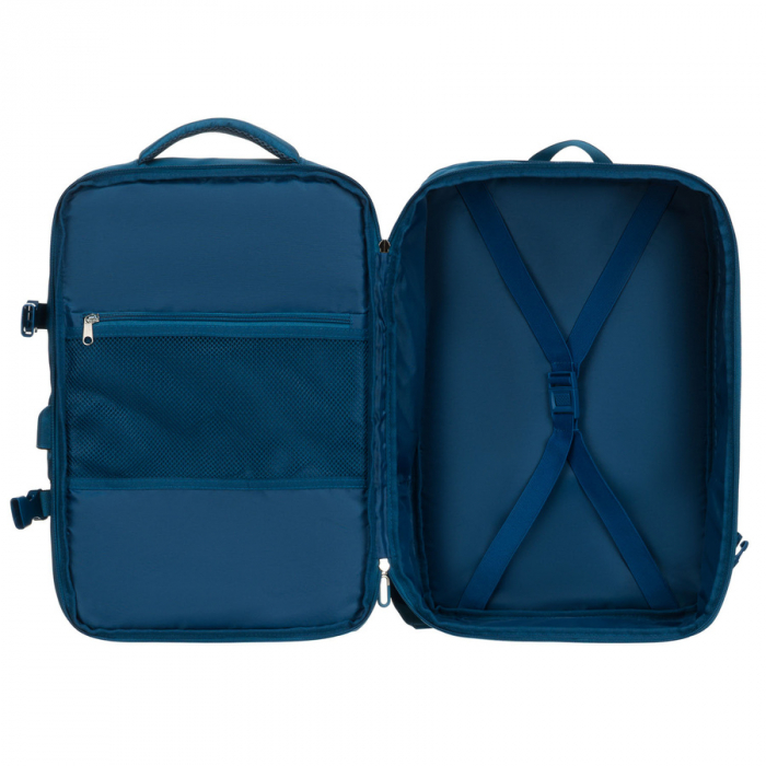 Rucsac de călătorie albastru, perfect pentru bagajul de mână și echipat cu curele de compresie - Peterson PTR-PTN 24421-5104 BLUE [17]