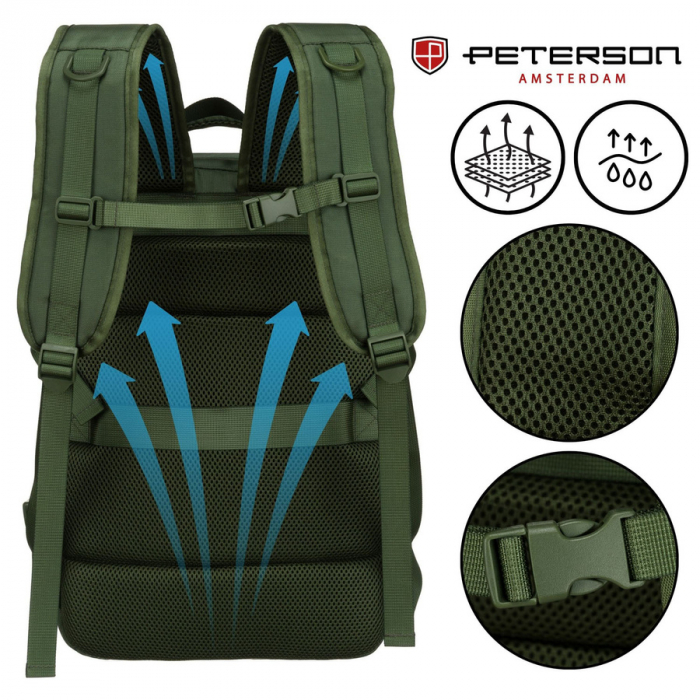 Rucsac de călătorie verde cu spațiu pentru laptop și port USB - Peterson PTR-PTN 24421-5111 GREEN [11]
