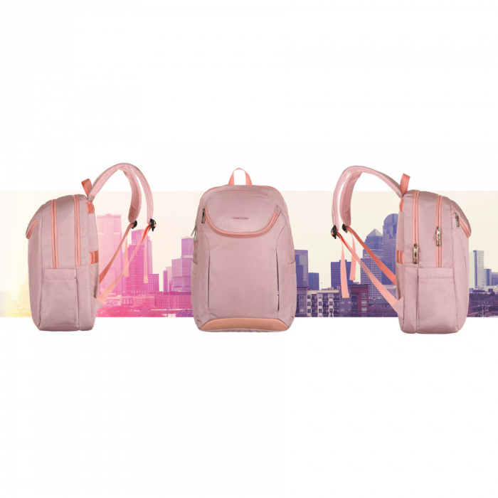 Rucsac roz, urban și spațios din nailon, cu compartiment pentru laptop - Peterson PTR-PTN 24400-6911 PINK [8]