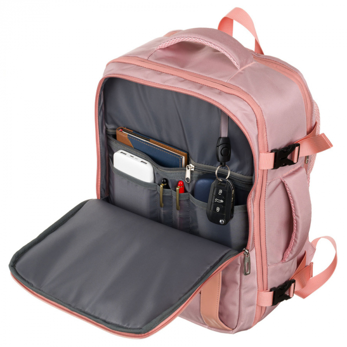 Rucsac cu spațiu pentru laptop roz, suspendat pe bretele reglabile - Peterson PTR-PTN 24403-6942 PINK [13]
