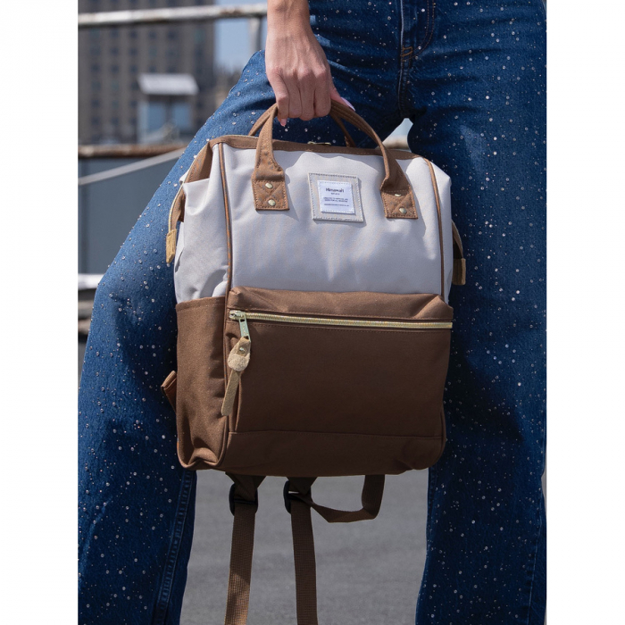 Rucsac clasic, la modă, maro și gri, pentru laptop, cu port USB - Himawari PTR-9001-34 [2]