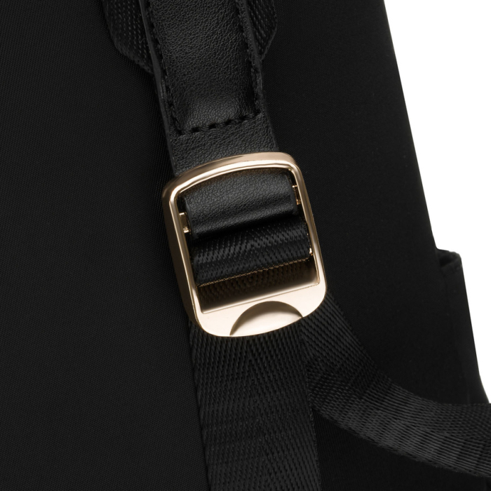 Rucsac urban pentru femei, confecționat din nailon și piele ecologică, de culoare neagră, cu fermoar - Peterson PTR-PTN JN-17-0412 BLACK [19]