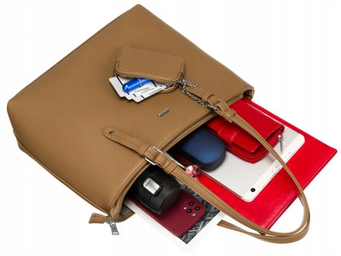 Geantă shopper damă din piele ecologică cu o posetă suplimentară - Rovicky PTR-R-072-01-0287 BEI [9]