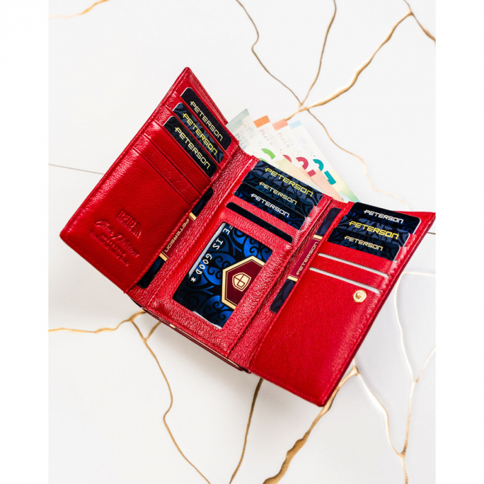 Portofel din piele pentru femei Peterson PTR-PTN PS108-HNL RED [8]