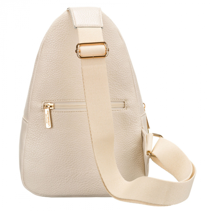 Geantă de damă bej cu curea lată crossbody din material textil, rucsac pe un umăr, piele ecologică, Peterson PTR-PTN SSY-1-F19 L.BEIG [4]