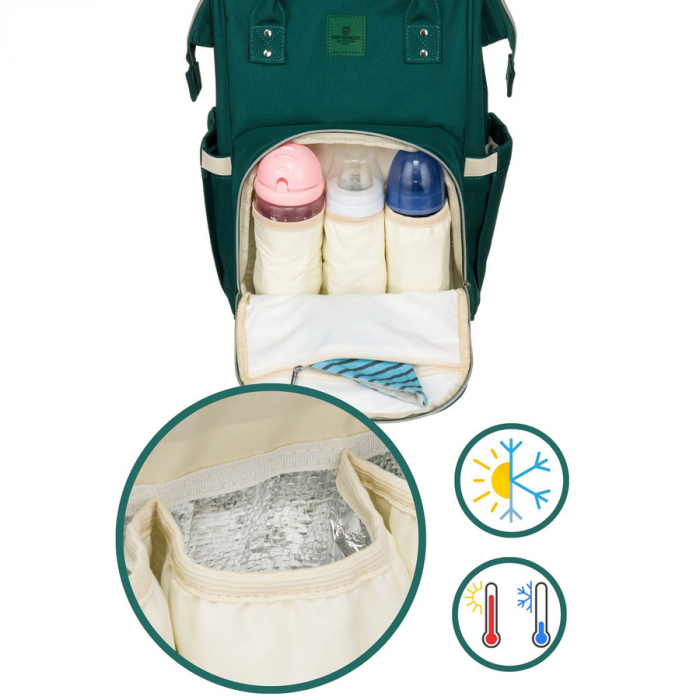 Rucsac multifunctional pentru mamici cu buzunare cu fermoar de culoare verde - Peterson PTR-PTN MB1-5985 GREEN [6]