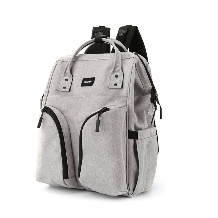 Rucsac gri, spațios pentru femei, din poliester, cu închidere cu fermoar - Himawari PTR-1208-04 [2]