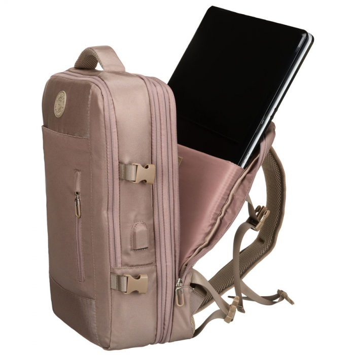 Rucsac de călătorie bej cu port USB - Peterson PTR-PTN 24421-5081 BEIGE [14]
